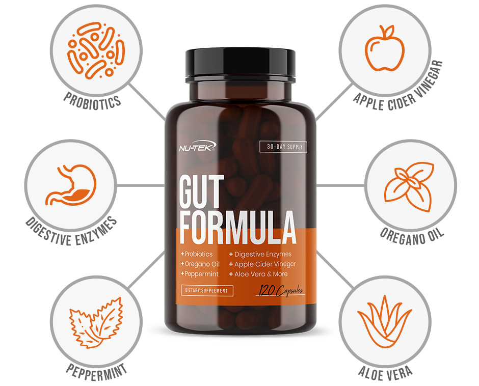 Graphic of ingredients within the gut formula capsule