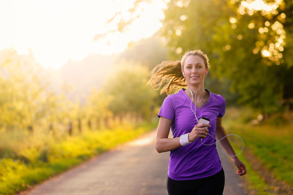 Woman running outdoors