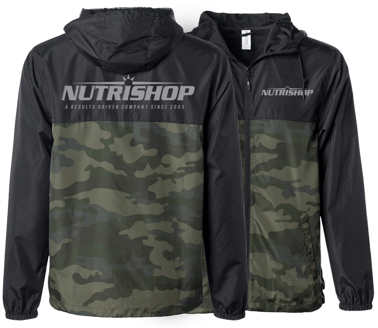 Nutrishop Green Camo Windbreaker jacket