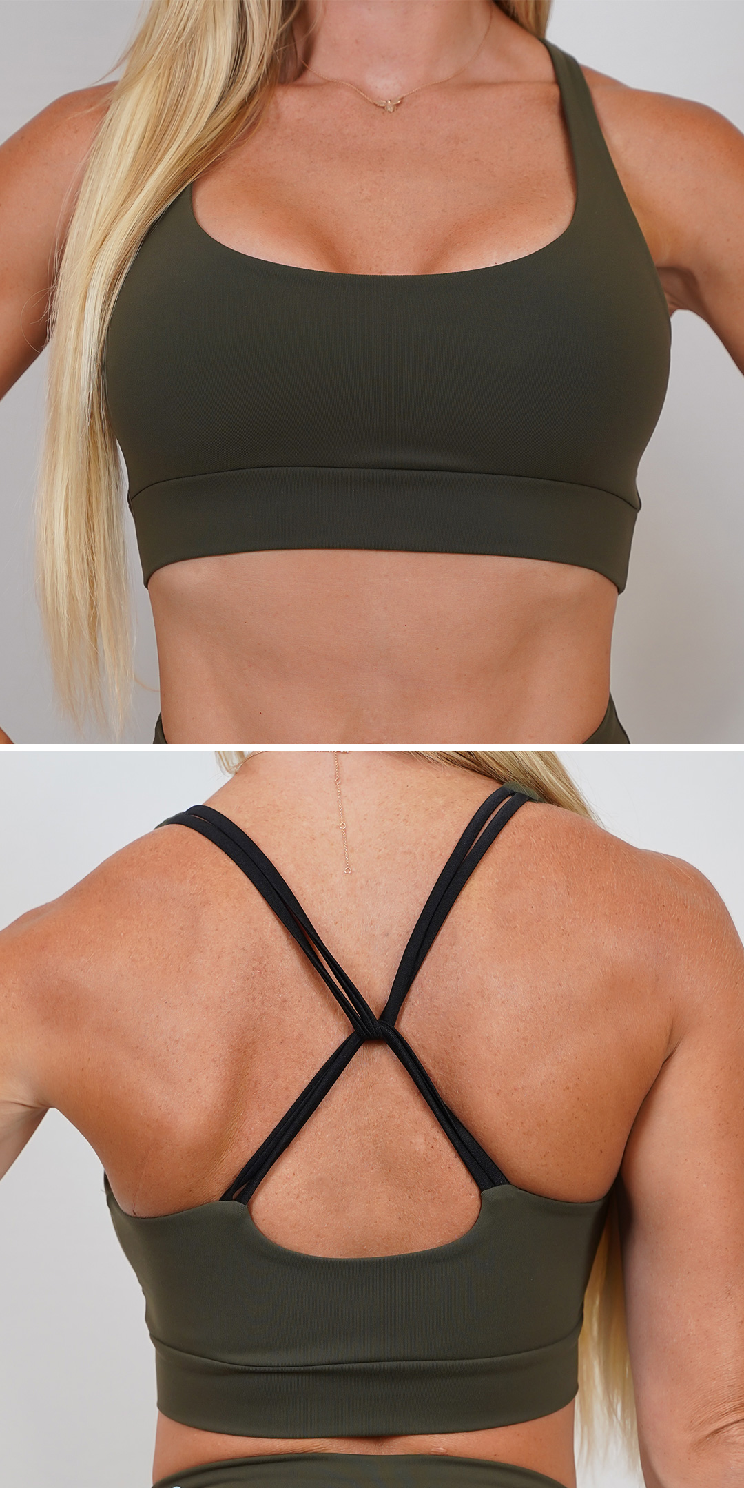 Strap Sports Bra (Olive) - S