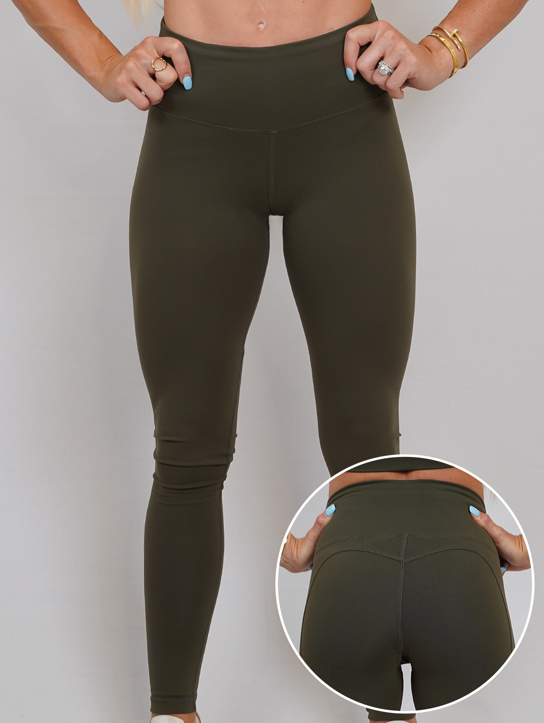 Heart Leggings (Olive) - XS