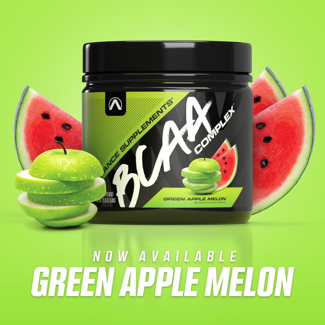 Ad depicting new Green Apple Watermelon BCAA Complex