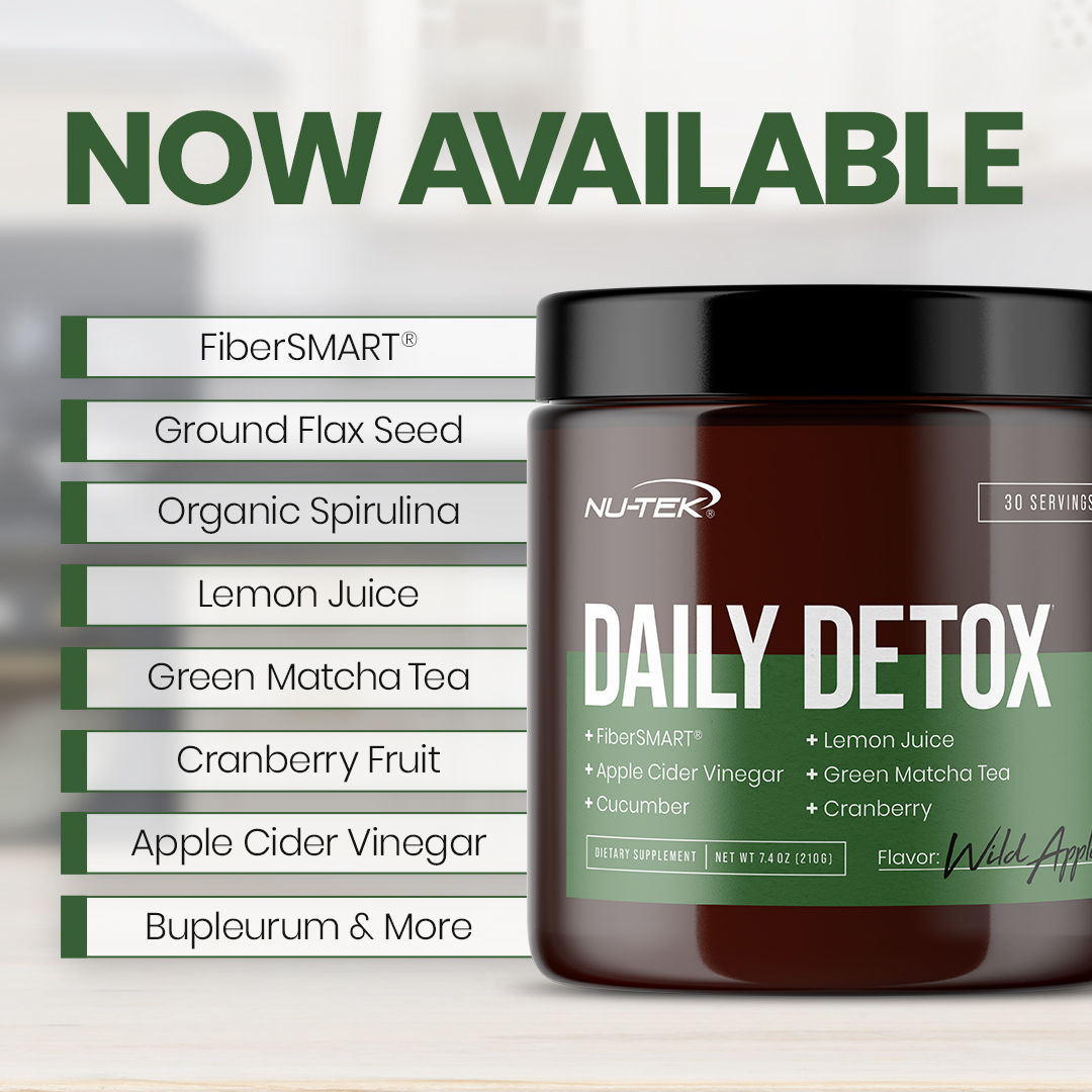 Advertisement for Daily Detox by Nu-Tek Nutrition available exclusively at Nutrishop.
