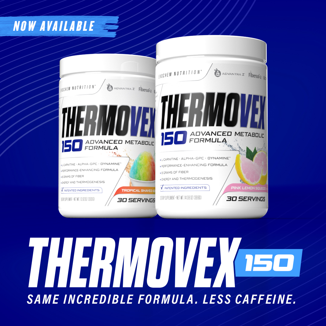 Advertisement of Evochem Nutrition's Thermovex 150 sold exclusively at Nutrishop.