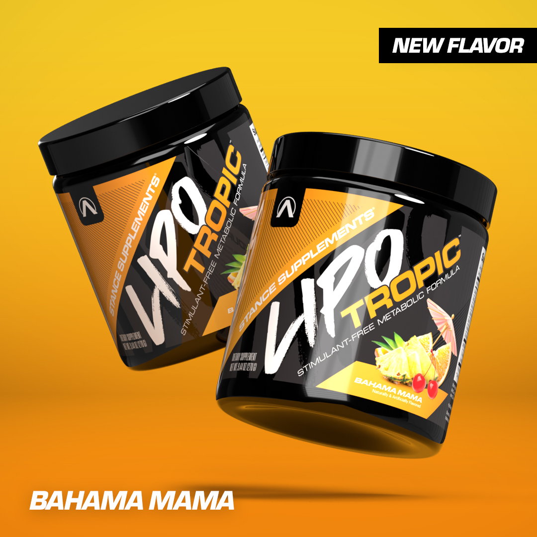 Advertisement featuring Lipotropic new Bahama Mama flavor available at NutrishopUSA.com