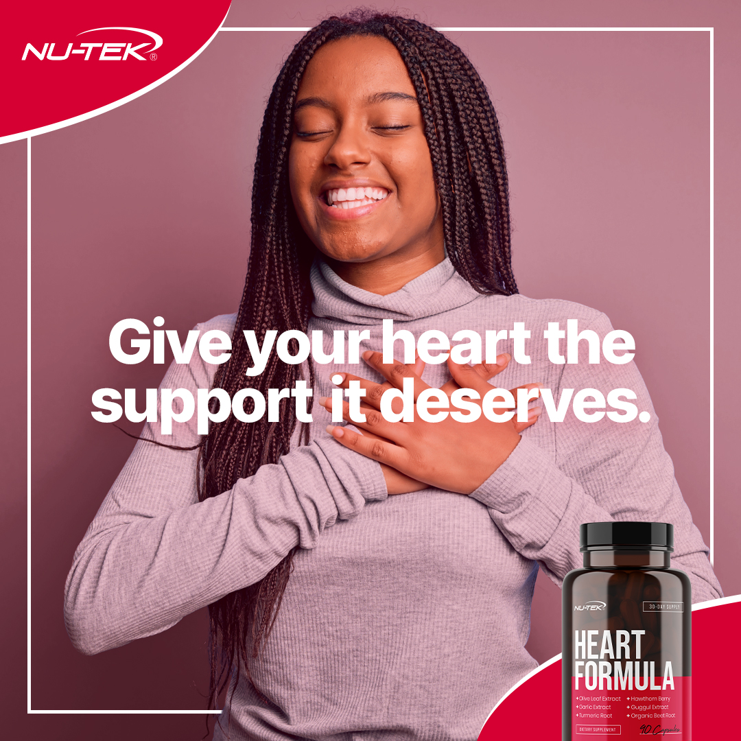 Ad for Heart Formula by Nu-Tek Nutrition sold at Nutrishop.