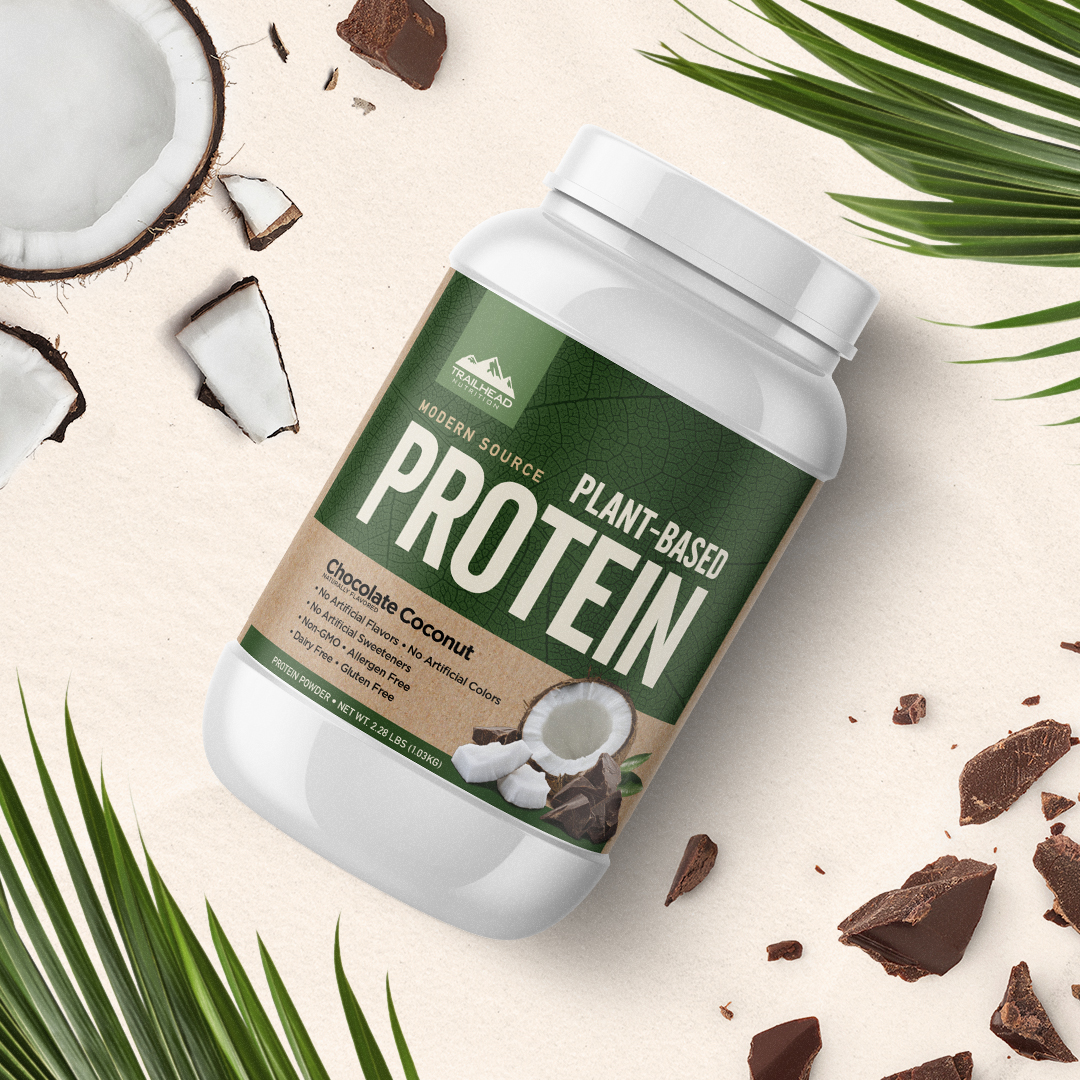 Advertisement for Trailhead Nutrition's Modern Source Vegan Protein