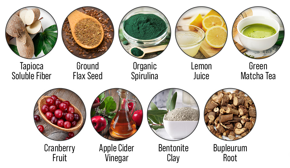 images of various ingredients within Daily Detox