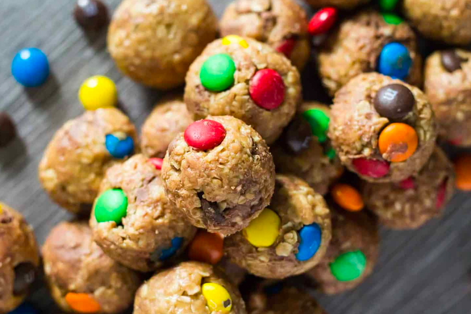 Cookie bites filled with m&ms