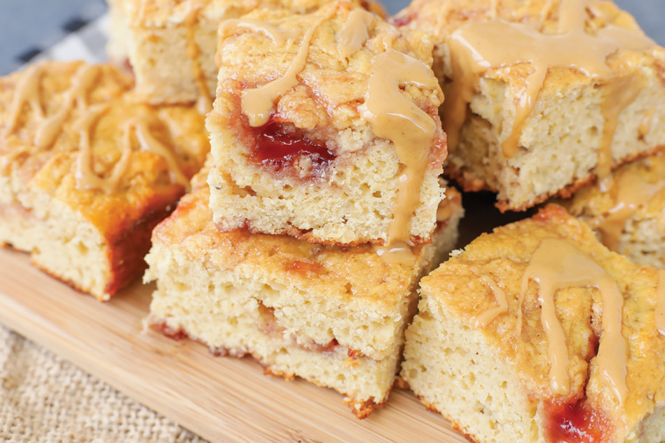 Peanut butter jelly brownie squares