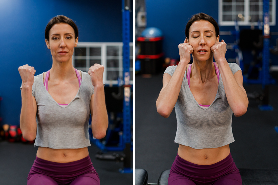 Before and after of form technique for jaw release exercise