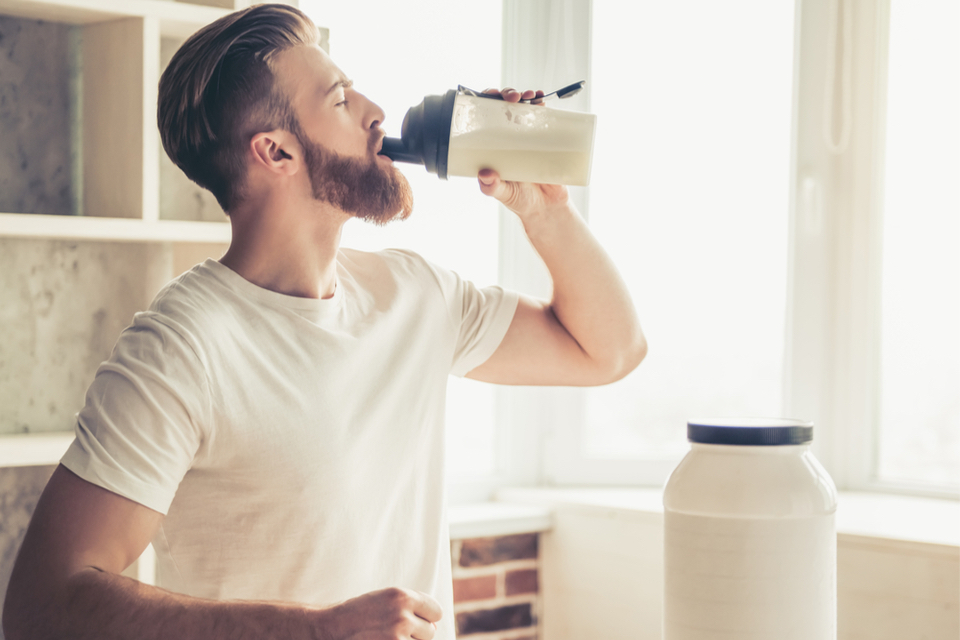 Man drinking a protein shake