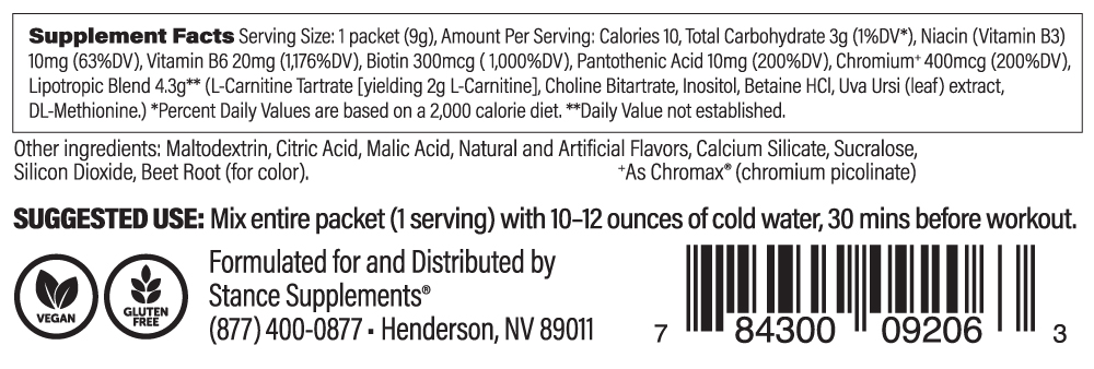 Lipotropic Juicy Watermelon Stick Pack Supplement Facts
