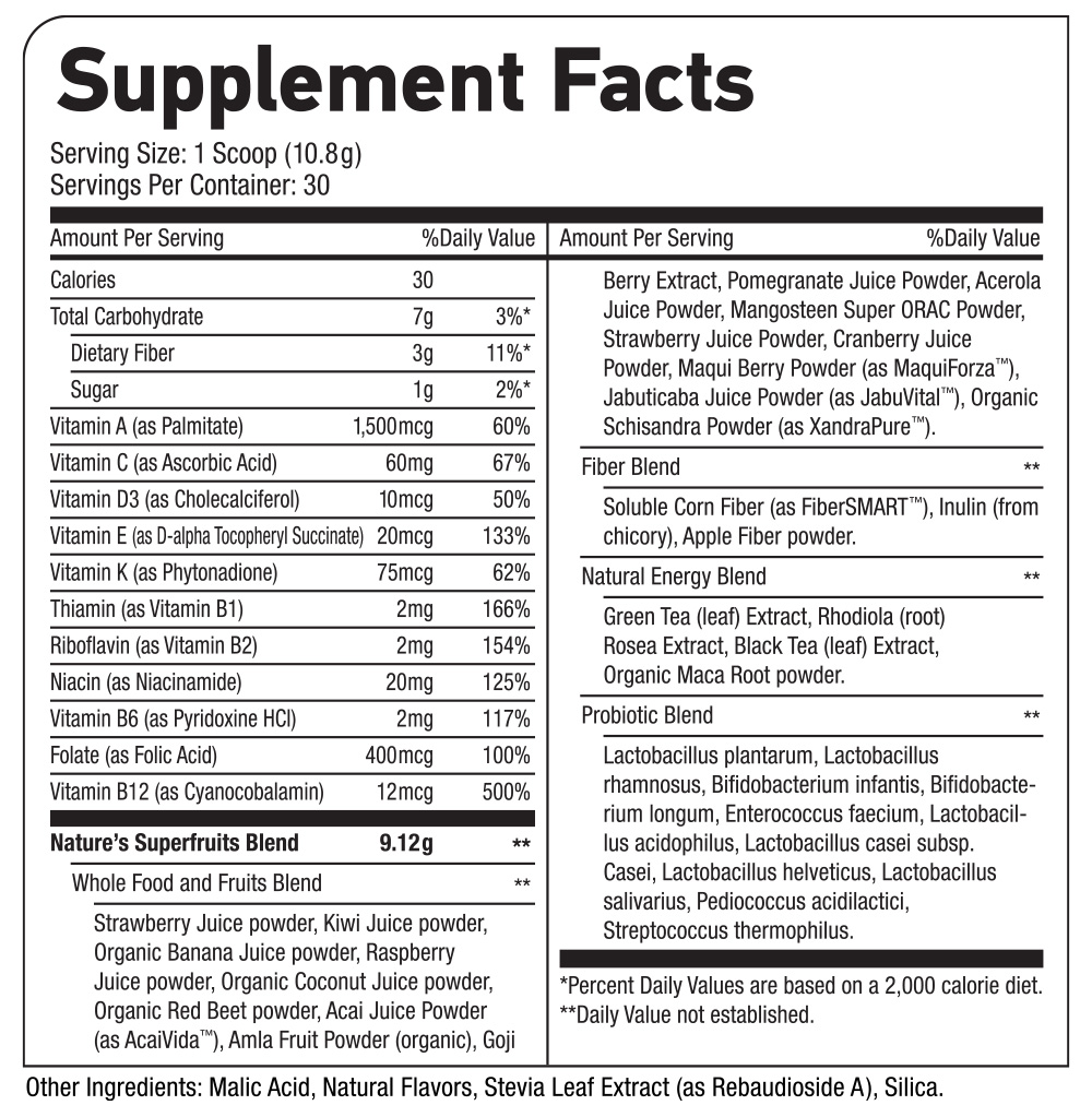 Nature's Superfruits Supplement Facts