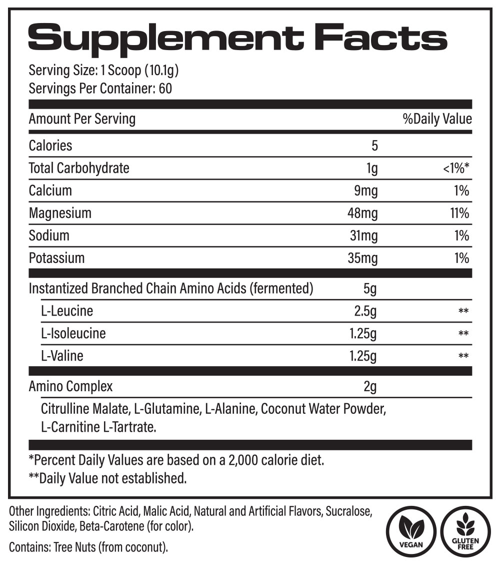 Stance Supplements BCAA Complex Pineapple Lemonade supplement facts