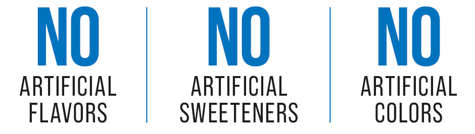 No artificial sweeteners, artifical flavors or synthetic colors