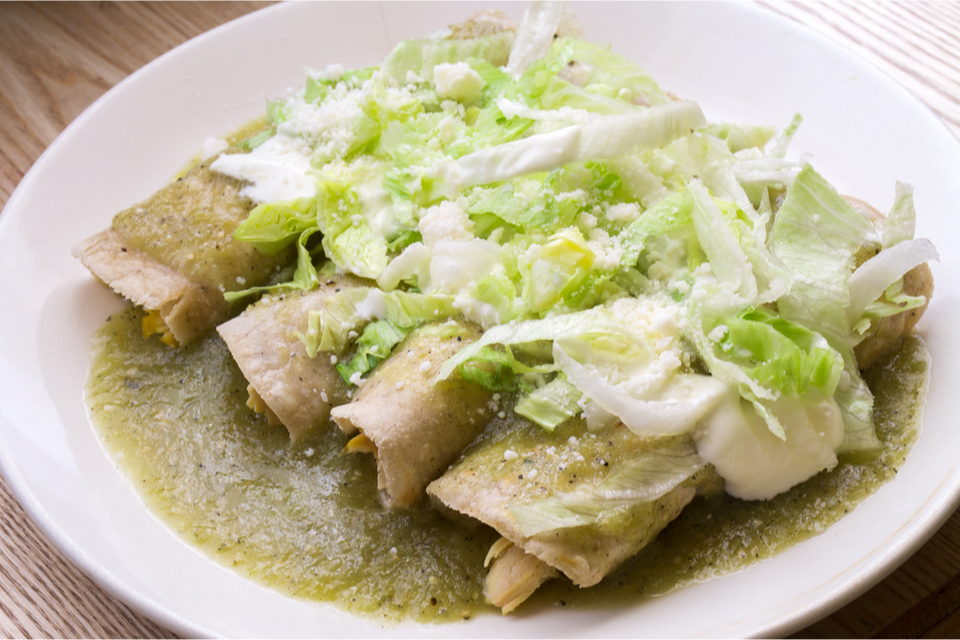 Plate with Chicken Verde Enchiladas