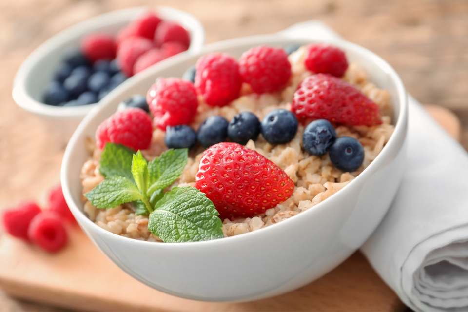 Bowl of oatmeal with berries