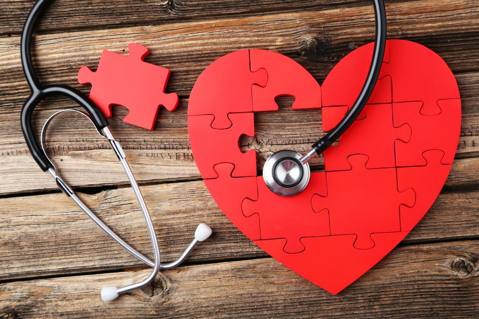 A heart shapped puzzle with a stethoscope